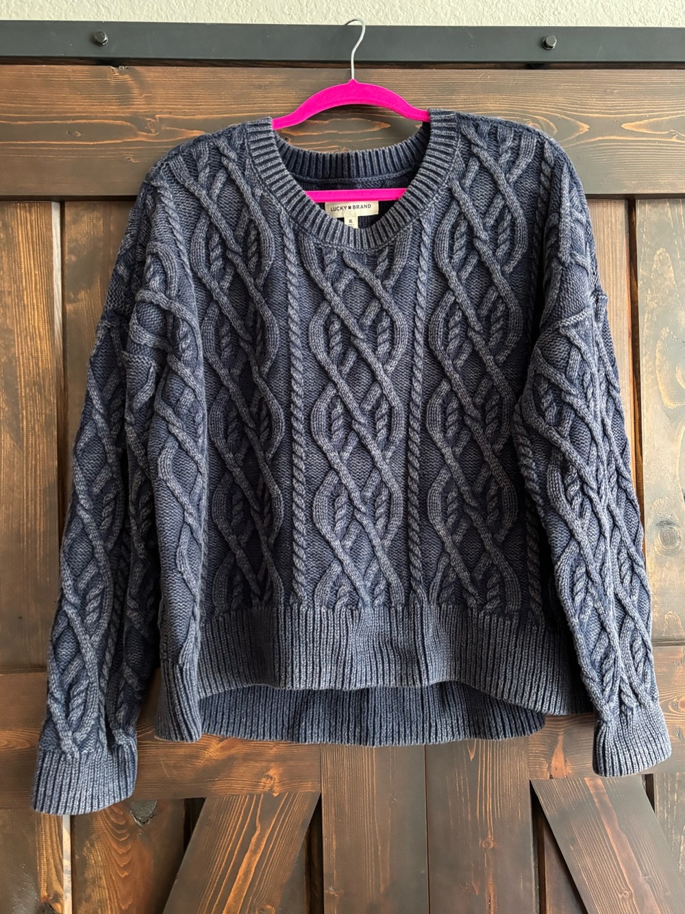 ❗️FINAL❗️Lucky Brand Navy Cable Knit Crewneck Sweater XL